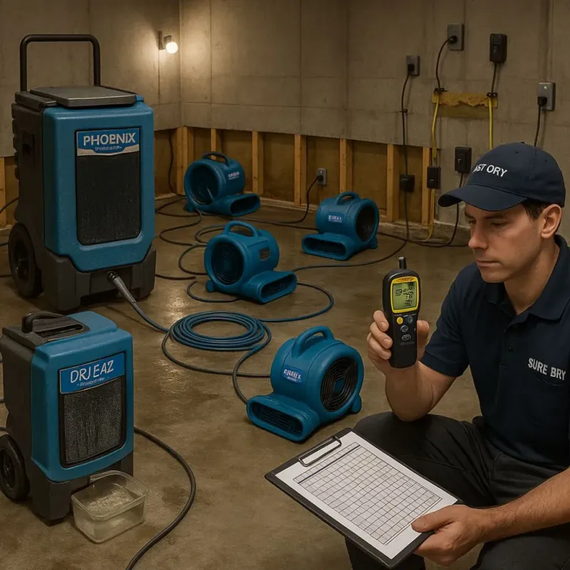 Structural Drying and Dehumidification process in Gaithersburg, MD